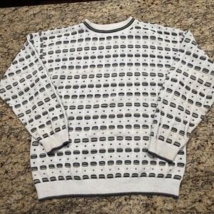 Vintage NorthCrest Mens Large Geometric Knit Sweater Cotton Blend Made in USA L